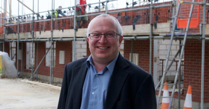 Ipswich Borough Council Leader Councillor David Ellesmere at a new homes development in Ipswich