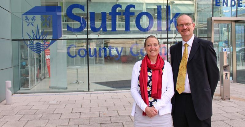 Sarah Adams and Sandy Martin outside Endeavour House