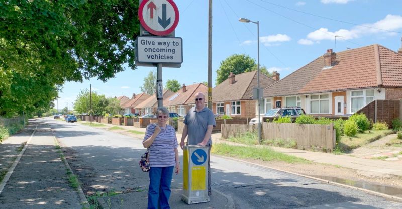 Gainsborough Councillors Sheila Handley and Martin Cook at the Maryon Road chicane